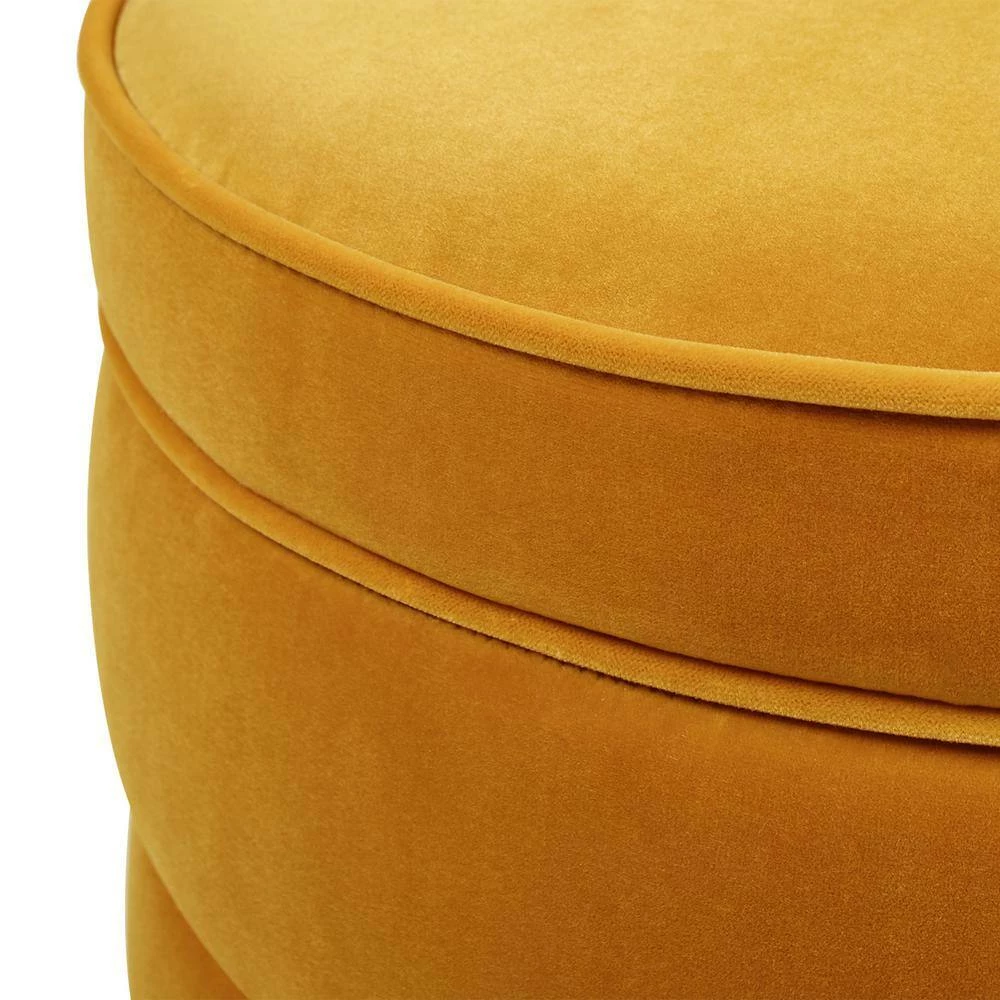 Best Pirce ๐งจ Midas 16 in. Rich Yellow Performance Velvet Round Accent Storage Ottoman by Jennifer Taylor ๐ - Image 5