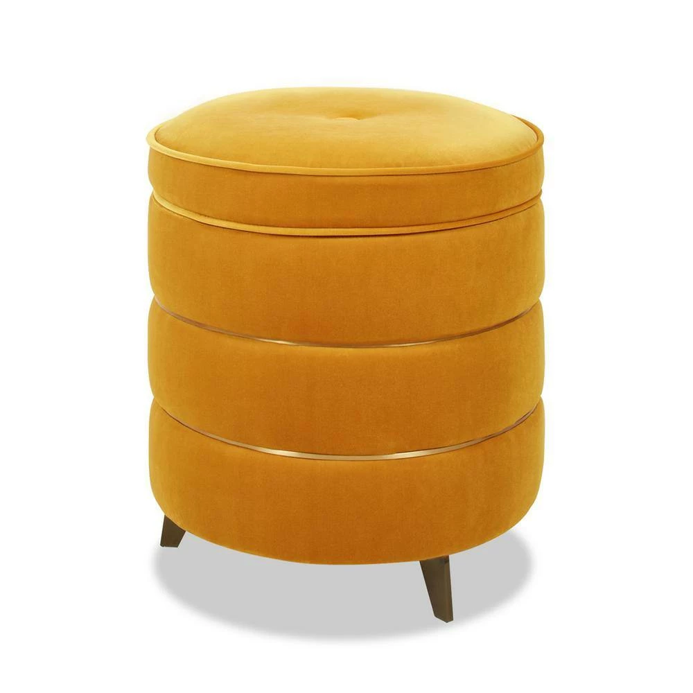 Best Pirce ๐งจ Midas 16 in. Rich Yellow Performance Velvet Round Accent Storage Ottoman by Jennifer Taylor ๐ - Image 2