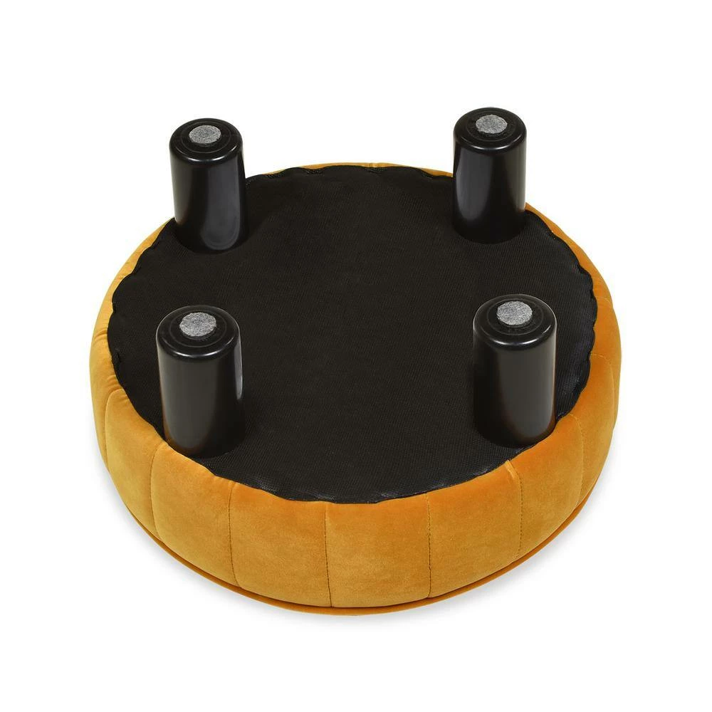 Cheap 🤩 Riley 16 in. Rich Yellow Round Footstool Ottoman by Jennifer Taylor 🥰 - Image 3
