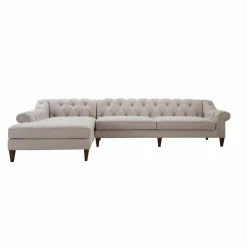 Wholesale ⌛ Alexandra Bone White Yarndye Button-Tufted Linen L-Shaped Left-Facing Chaise Chesterfield Sectional Sofa by Jennifer Taylor 👍
