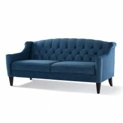 Wholesale ๐งจ Ken 74 in. Satin Teal Velvet 3-Seater Modern Glam Sofa by Jennifer Taylor ๐