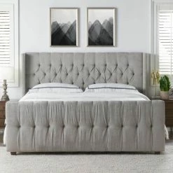 Hot Sale ๐ David Silver Grey King Upholstered Bed by Jennifer Taylor โญ