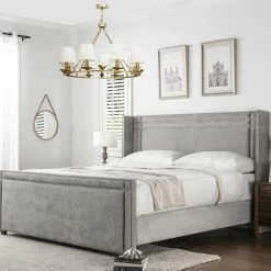 Flash Sale 🎁 Elle Silver Grey King Upholstered Bed by Jennifer Taylor 😉