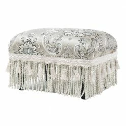 New 🔔 Fiona Traditional Decorative Paisley Footstool Ottoman, Silver Grey by Jennifer Taylor 👍