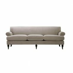 Hot Sale ⌛ Alana 88 in. Round Arm Chenille Straight Silver Grey Yarndye 3-Seater Lawson Sofa with Metal Casters by Jennifer Taylor 👍