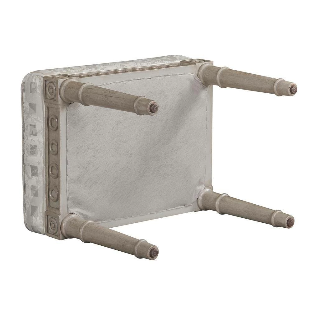 Wholesale ⭐ Dauphin Silvery Check Upholstered Vanity Accent Stool by Jennifer Taylor 👍 - Image 3