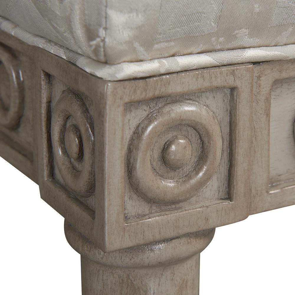Wholesale ⭐ Dauphin Silvery Check Upholstered Vanity Accent Stool by Jennifer Taylor 👍 - Image 7