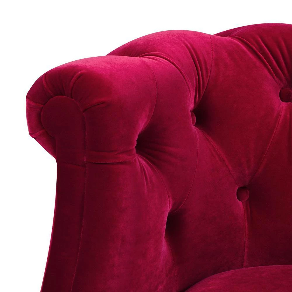 Best Sale 😀 Katherine Siren Red Performance Velvet Tufted Accent Arm Chair by Jennifer Taylor 🥰 - Image 7