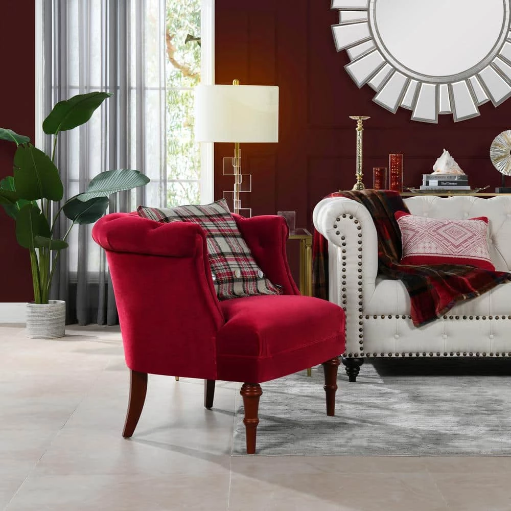 Best Sale 😀 Katherine Siren Red Performance Velvet Tufted Accent Arm Chair by Jennifer Taylor 🥰 - Image 11