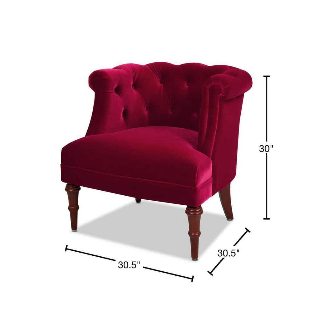 Best Sale 😀 Katherine Siren Red Performance Velvet Tufted Accent Arm Chair by Jennifer Taylor 🥰 - Image 3