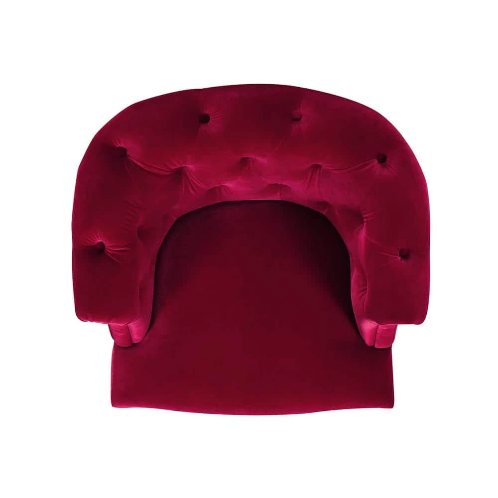 Best Sale 😀 Katherine Siren Red Performance Velvet Tufted Accent Arm Chair by Jennifer Taylor 🥰 - Image 4