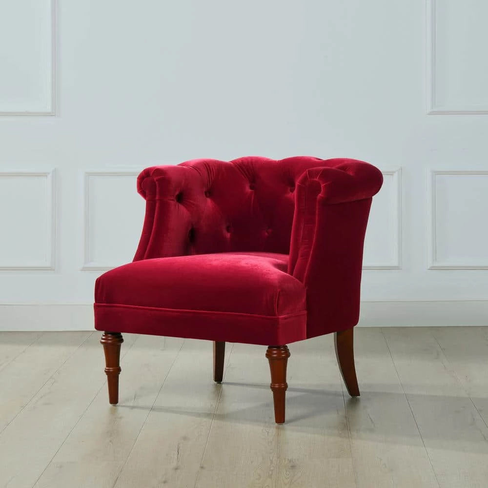 Best Sale 😀 Katherine Siren Red Performance Velvet Tufted Accent Arm Chair by Jennifer Taylor 🥰 - Image 12