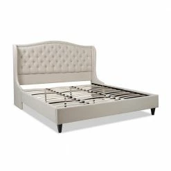Budget ❤️ Coverley Sky Neutral Beige Polyester King Tufted Shelter Platform Bed by Jennifer Taylor 😉