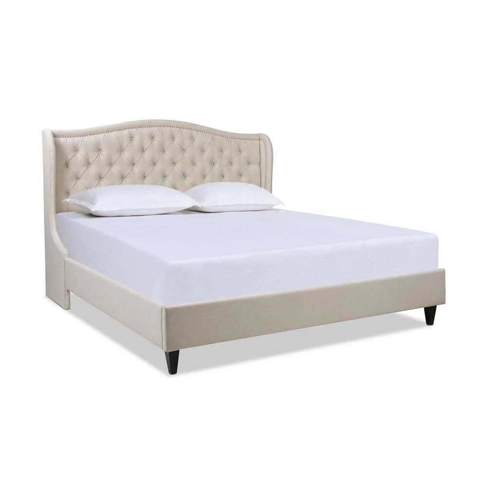 Budget ❤️ Coverley Sky Neutral Beige Polyester King Tufted Shelter Platform Bed by Jennifer Taylor 😉 - Image 3