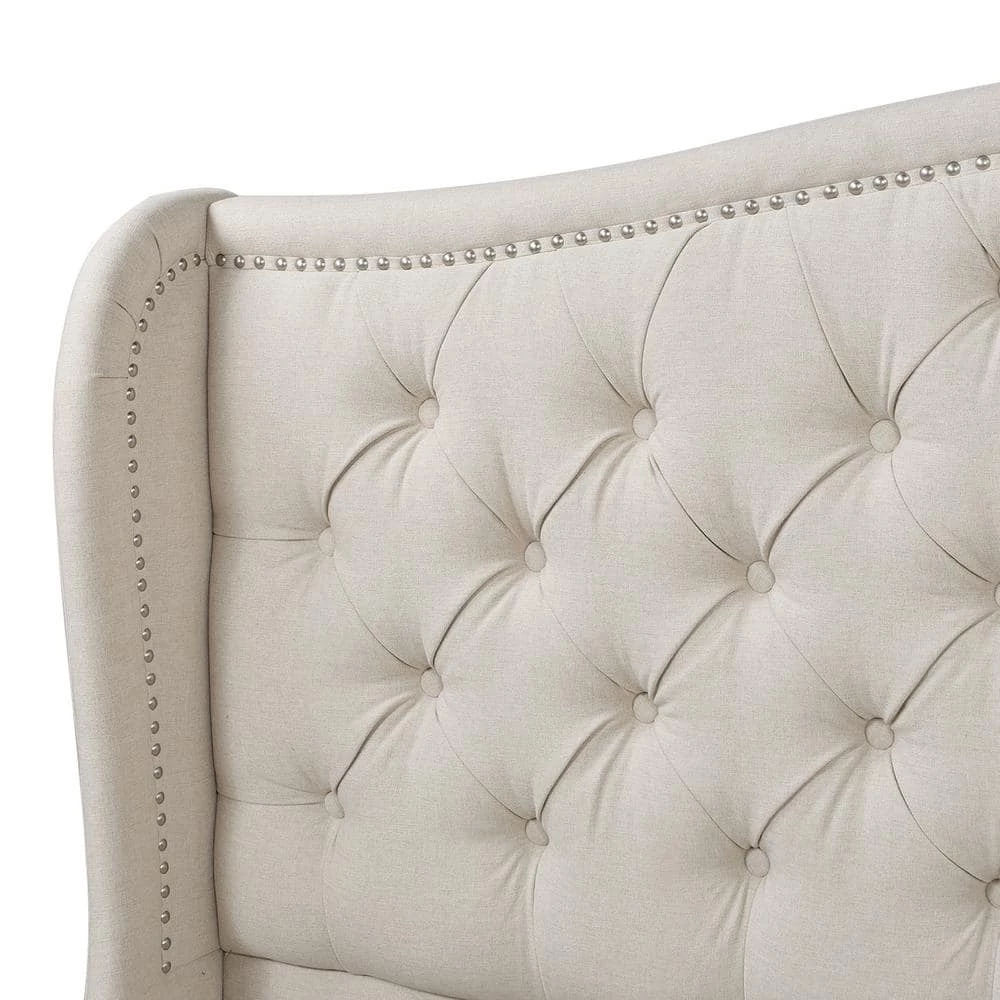 Budget ❤️ Coverley Sky Neutral Beige Polyester King Tufted Shelter Platform Bed by Jennifer Taylor 😉 - Image 7