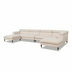 Outlet ⭐ Bartelt 4-Piece Sky Neutral Polyester U-Shaped Right-Facing Modular Sectional Sofa with Ottoman by Jennifer Taylor ✨