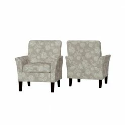 Cheapest 🎁 Tamara Flared in Taupe and Creamy White Floral Arm Chairs (Set of 2) by Handy Living ⌛