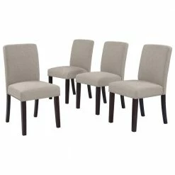 Discount 🔔 Brisbane Upholstered Dining Chairs in Taupe Linen (Set of 4) by Handy Living 💯