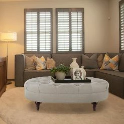 Promo 🛒 Petra Tufted Oval Accent Bench Taupe by Jennifer Taylor 👏