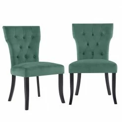 Cheap 🤩 Melonie Turquoise Blue Velvet-Like Fabric Tufted Dining Side Chairs (Set of 2) by Handy Living 🌟