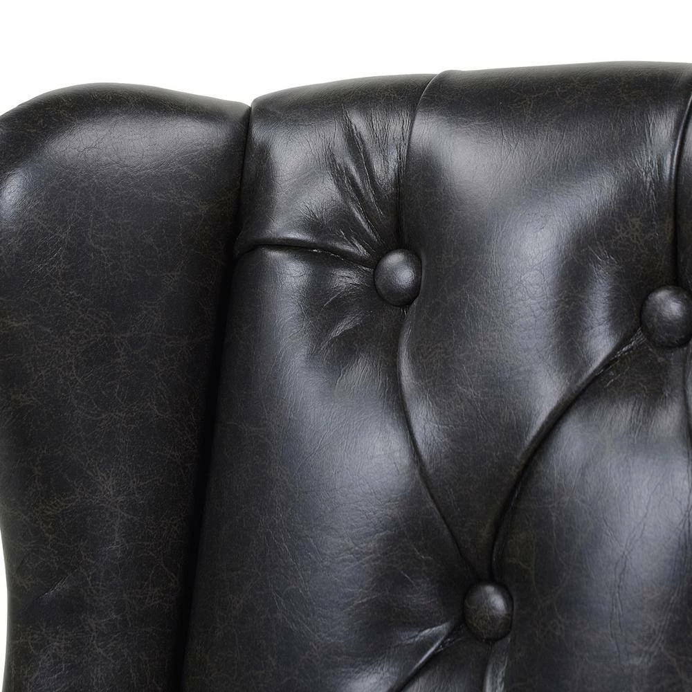 Brand new 🌟 Richmond 39.5 in. Vintage Black Brown Tufted Wingback Oak Wood 27 in. Counter Height Bar Stool with Faux Leather Seat by Jennifer Taylor ⭐ - Image 6