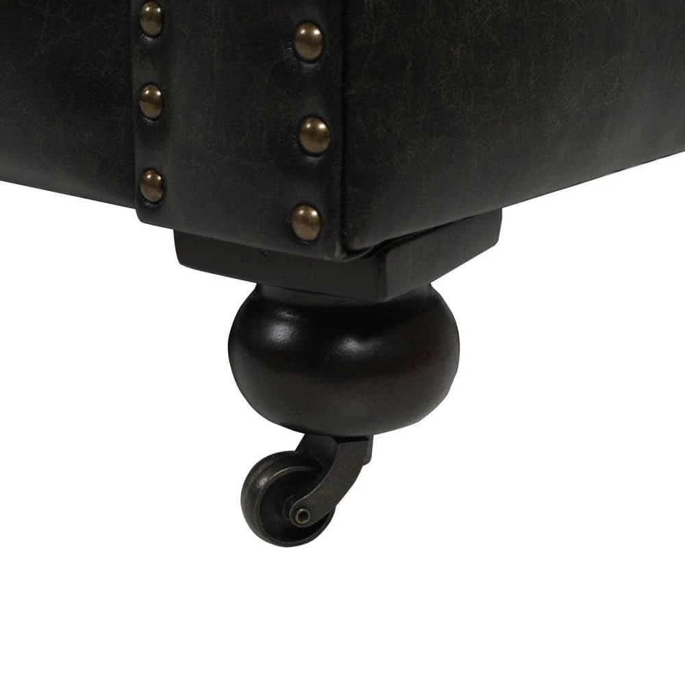 Wholesale 🛒 Winston 38 in. Vintage Black Faux Leather 3-Seater Chesterfield Sofa with Nailheads by Jennifer Taylor ❤️ - Image 8