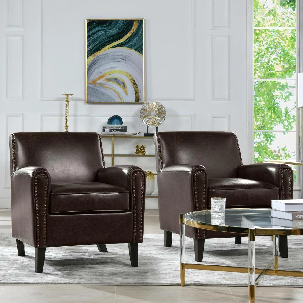 Buy ๐ Cole Accent Club Chair, Vintage Brown Faux Leather by Jennifer Taylor โญ - Image 11