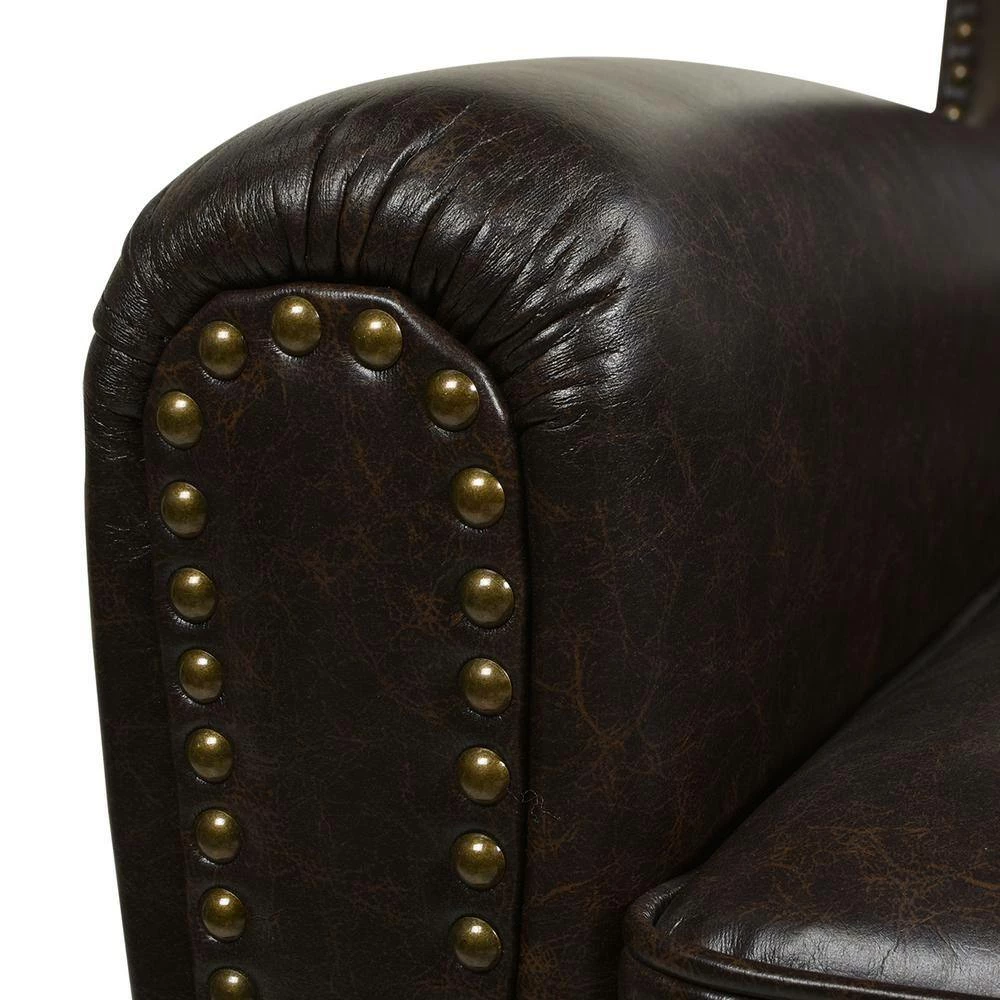Buy ๐ Cole Accent Club Chair, Vintage Brown Faux Leather by Jennifer Taylor โญ - Image 8