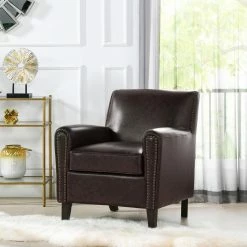 Buy 😉 Cole Accent Club Chair, Vintage Brown Faux Leather by Jennifer Taylor ⭐