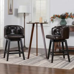 Top 10 🤩 Davidson 26 in. Swivel Low Back Counter Height Bar Stool, Vintage Brown Faux Leather by Jennifer Taylor 😀