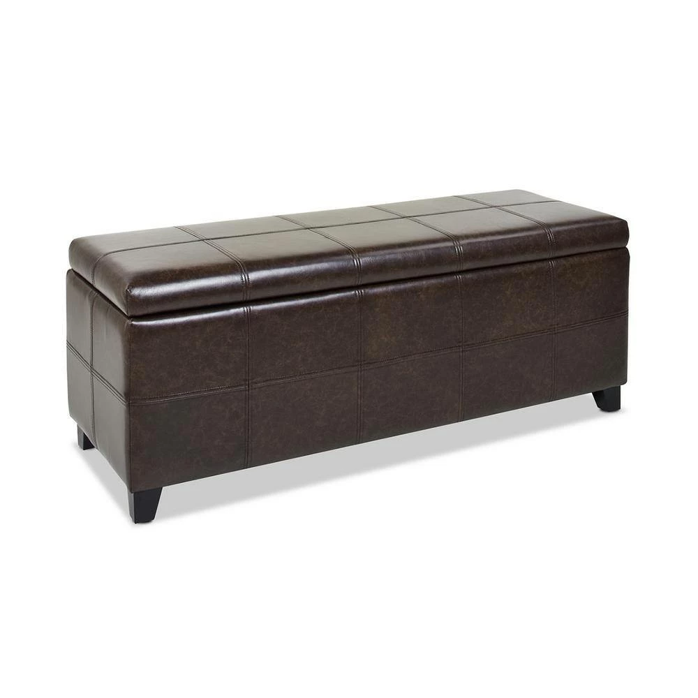 Brand new 🥰 Ryan 48 x 18 x 17.75 in. Vintage Brown Faux Leather Upholstered Storage Accent Bench by Jennifer Taylor 🔥 - Image 3