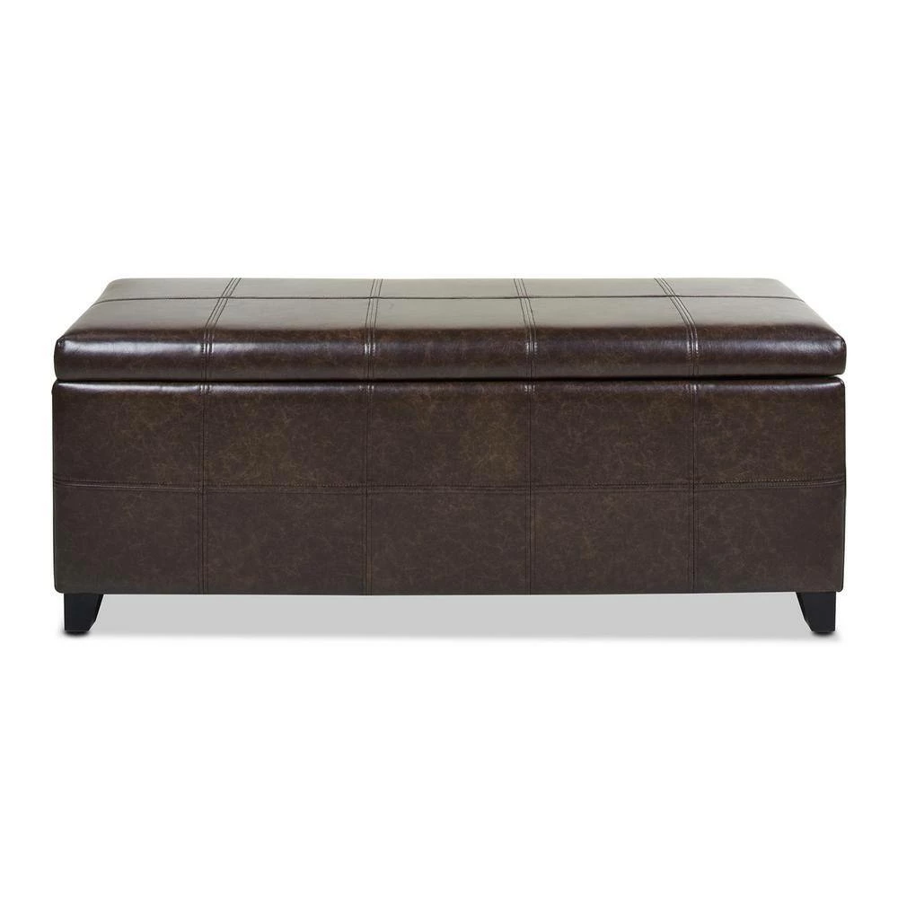 Brand new 🥰 Ryan 48 x 18 x 17.75 in. Vintage Brown Faux Leather Upholstered Storage Accent Bench by Jennifer Taylor 🔥 - Image 2