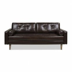 Cheapest 🥰 Nicholas 83.5 in. Mid-Century Modern Sofa, Vintage Brown Faux Leather by Jennifer Taylor ✨