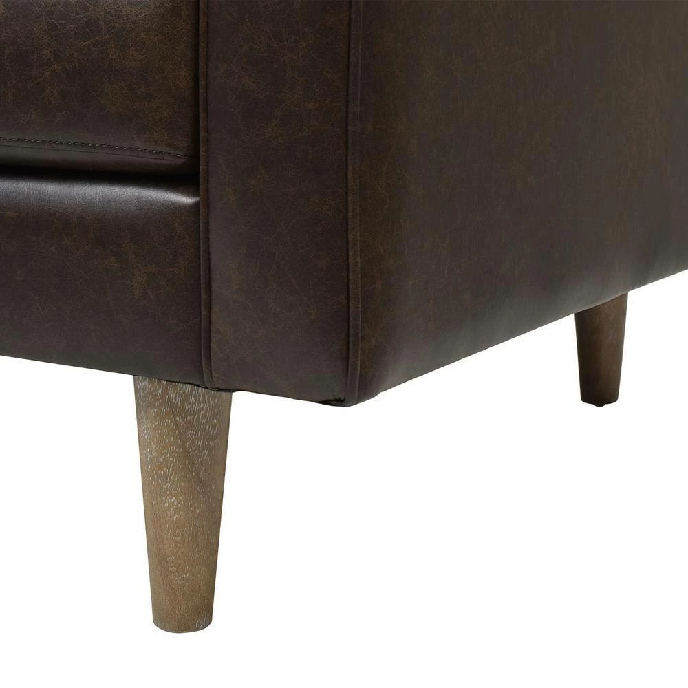 Cheapest 🥰 Nicholas 83.5 in. Mid-Century Modern Sofa, Vintage Brown Faux Leather by Jennifer Taylor ✨ - Image 7