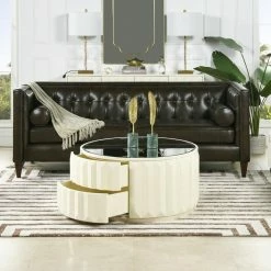 Cheap โจ Facino 35.5" Round Storage Coffee Table, White Lacquer by Jennifer Taylor ๐ฏ