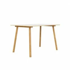 Hot Sale ❤️ Hudson 47.24 in. Rectangle White Top and Mountain Ash Legs Wood Mid Century Modern Table with Fixed Frame (4-Capacity) by Handy Living 🥰