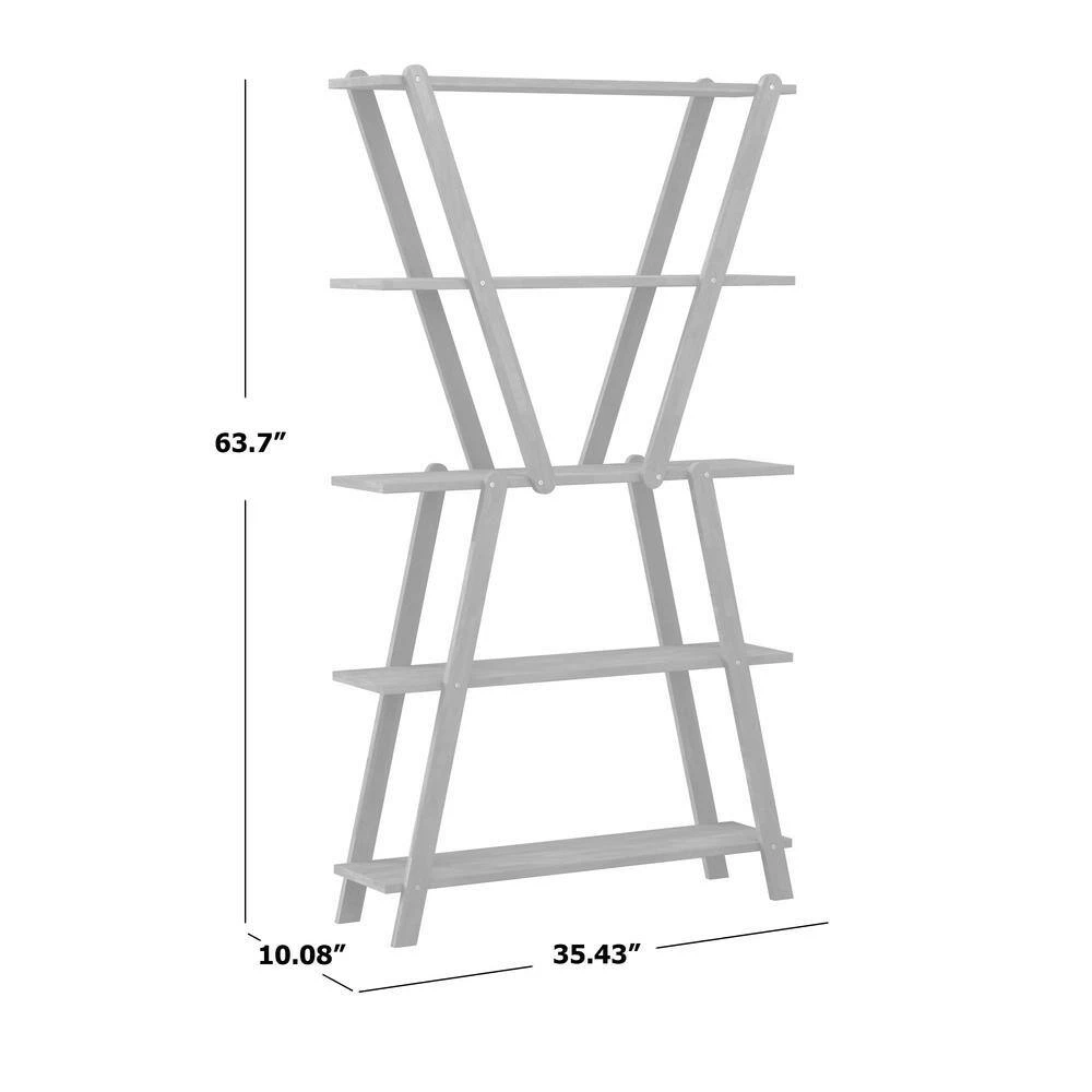 Buy ๐ Freemont 63.7 in. White Wash Solid Wood 5 -Shelf Hourglass Bookcase by Handy Living โจ - Image 7