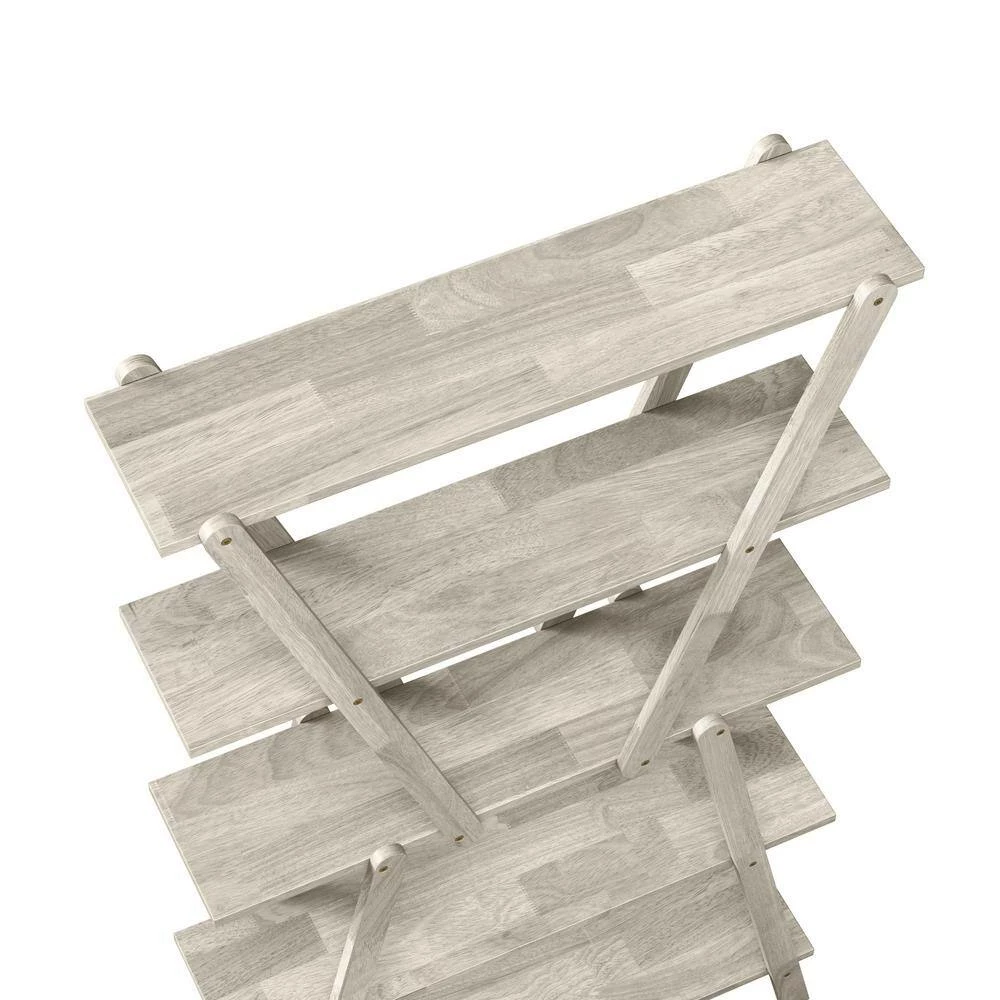 Buy ๐ Freemont 63.7 in. White Wash Solid Wood 5 -Shelf Hourglass Bookcase by Handy Living โจ - Image 5