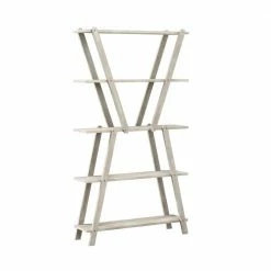 Buy 👍 Freemont 63.7 in. White Wash Solid Wood 5 -Shelf Hourglass Bookcase by Handy Living ✨