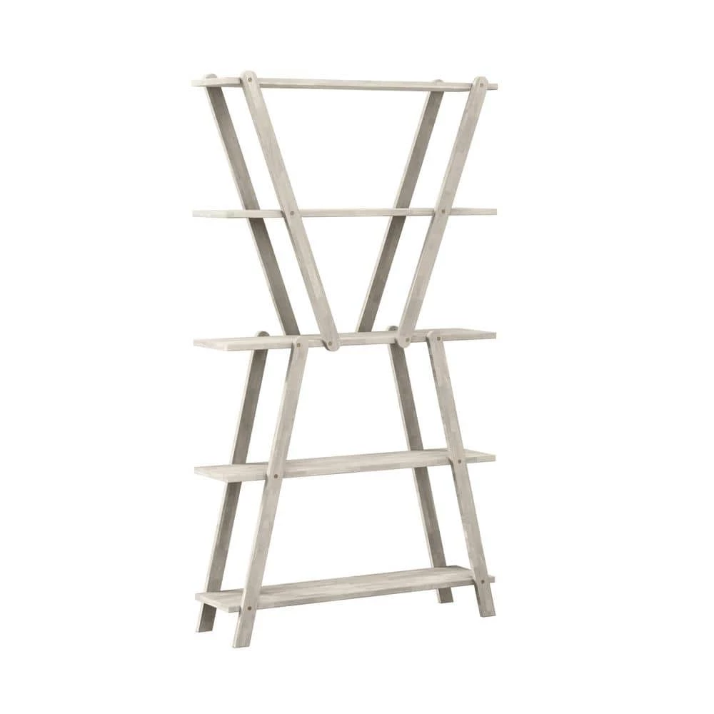 Buy ๐ Freemont 63.7 in. White Wash Solid Wood 5 -Shelf Hourglass Bookcase by Handy Living โจ