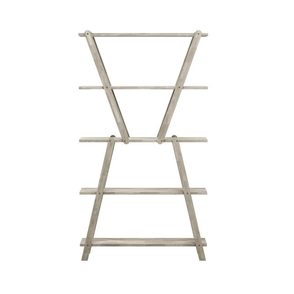 Buy ๐ Freemont 63.7 in. White Wash Solid Wood 5 -Shelf Hourglass Bookcase by Handy Living โจ - Image 4