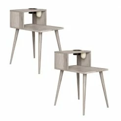 Best Pirce 🥰 Freemont 15.75 in. White Wash Rectangle Solid Wood End Tables with Shelf (Set of 2) by Handy Living 🎁