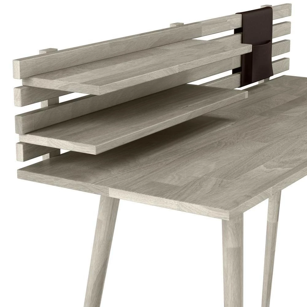 Flash Sale ๐ Routon 47.2 in. Rectangular White Wash Solid Wood Writing Desk with Shelves by Handy Living โญ - Image 2