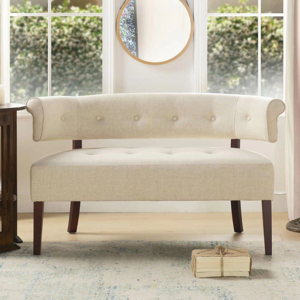 Top 10 🌟 Jared 51 in. Wood Ash Yarn Dyed Tufted Linen 2-Seater Armless Settee with Wood Legs by Jennifer Taylor 🎉 - Image 10