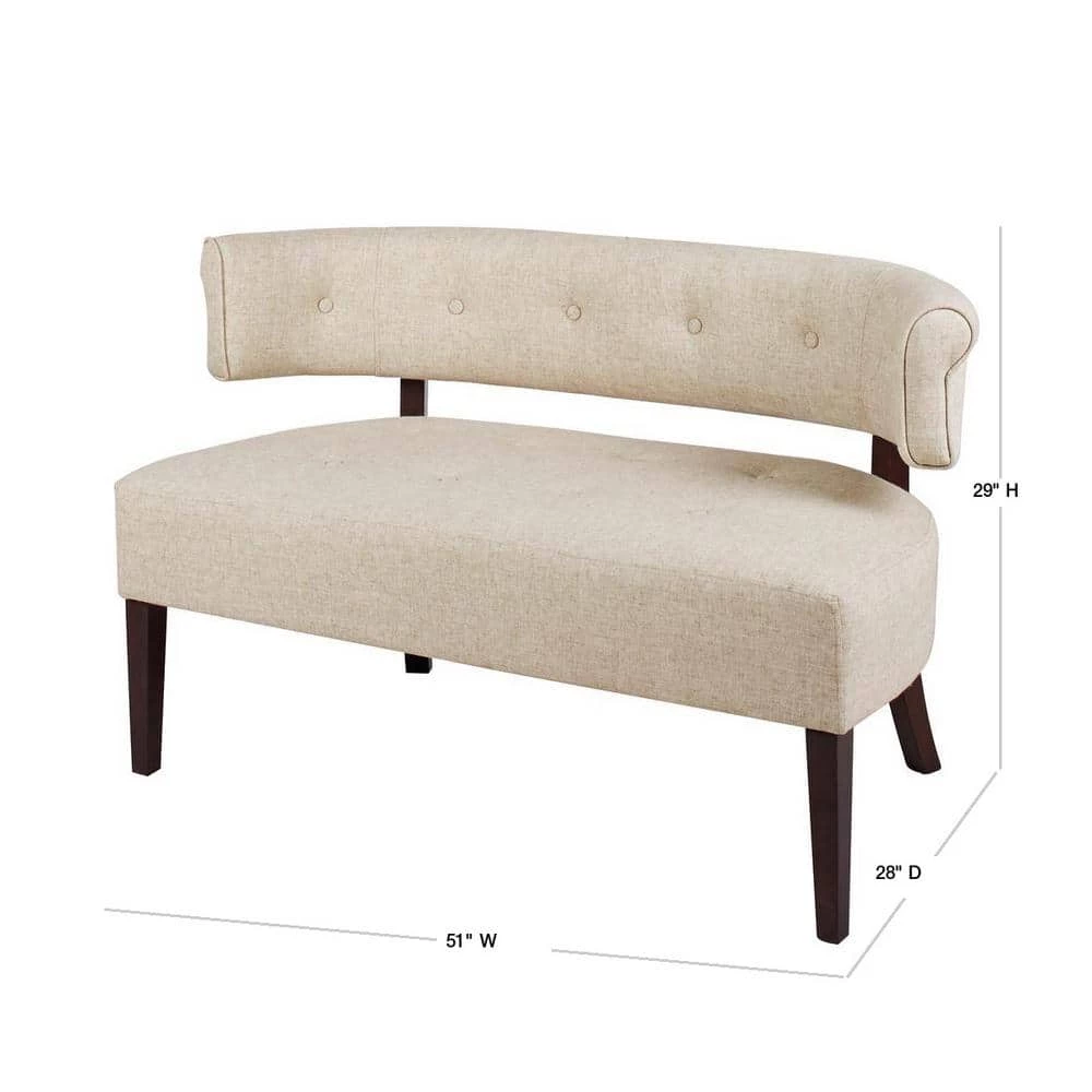 Top 10 🌟 Jared 51 in. Wood Ash Yarn Dyed Tufted Linen 2-Seater Armless Settee with Wood Legs by Jennifer Taylor 🎉 - Image 3