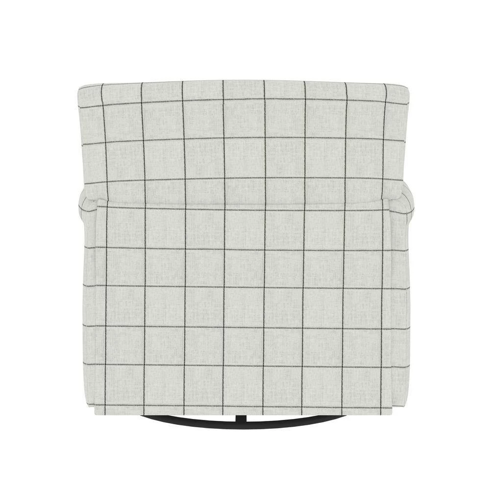 Best Pirce ❤️ Emilyn Woven Black Check Fabric Modern Rolled Arm Swivel Club Chair by Handy Living ⌛ - Image 4