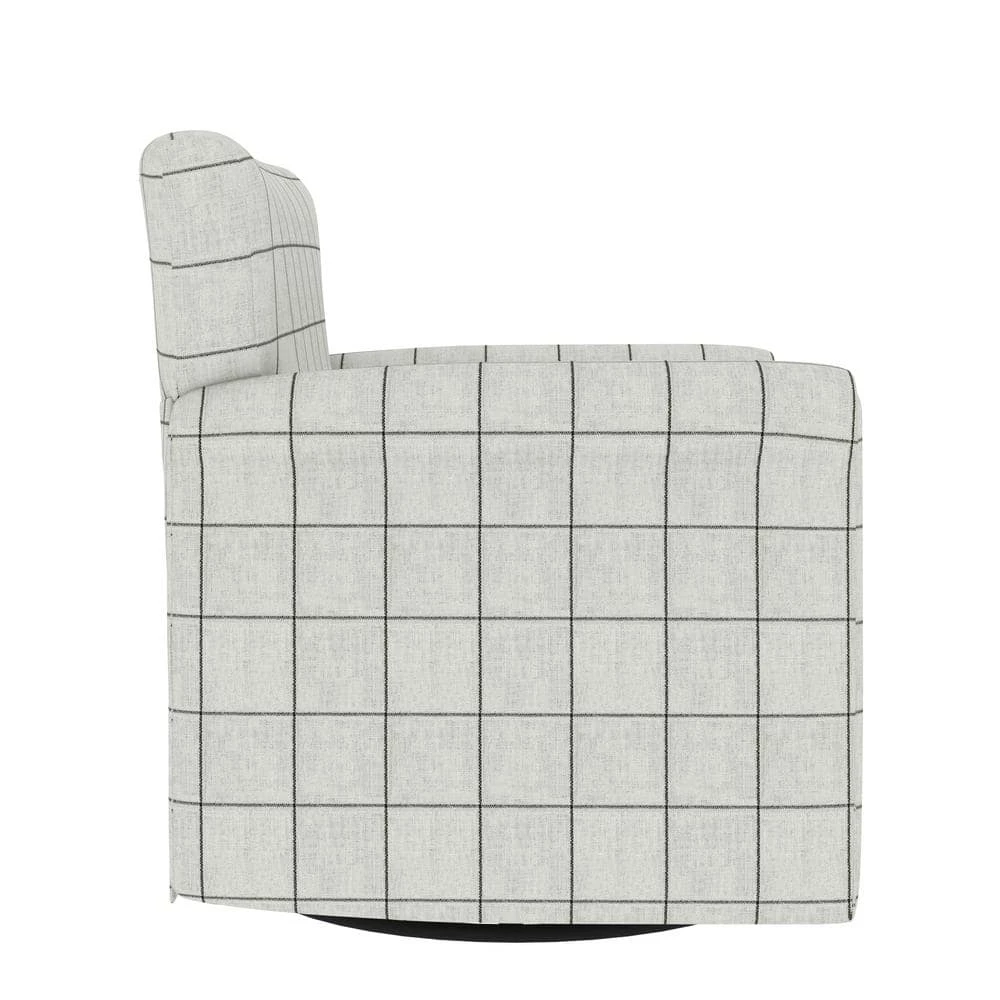 Best Pirce ❤️ Emilyn Woven Black Check Fabric Modern Rolled Arm Swivel Club Chair by Handy Living ⌛ - Image 2